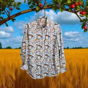 Robert Graham Multicolored Geometric Print/Contrasting Cuff Cotton Men’s Size XL